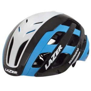 casco lazer century special edition - negro líneas blancas y azules